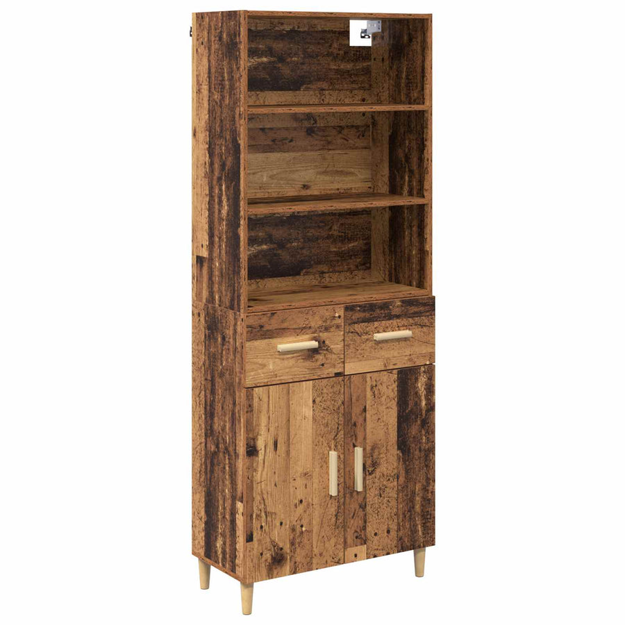 Hoge kast met lade Oud Hout 69,5 x 32,5 x 180 cm Bewerkt hout
