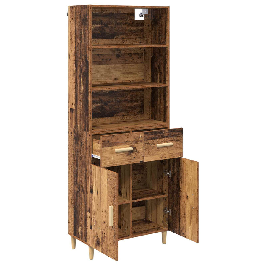 Hoge kast met lade Oud Hout 69,5 x 32,5 x 180 cm Bewerkt hout