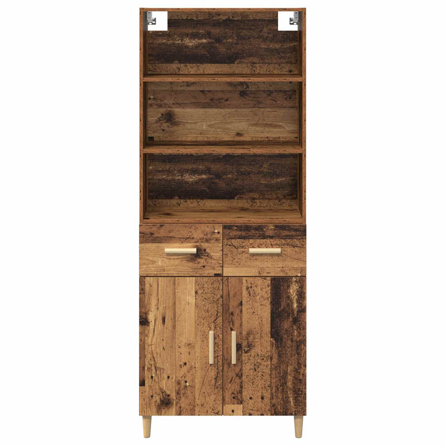 Hoge kast met lade Oud Hout 69,5 x 32,5 x 180 cm Bewerkt hout