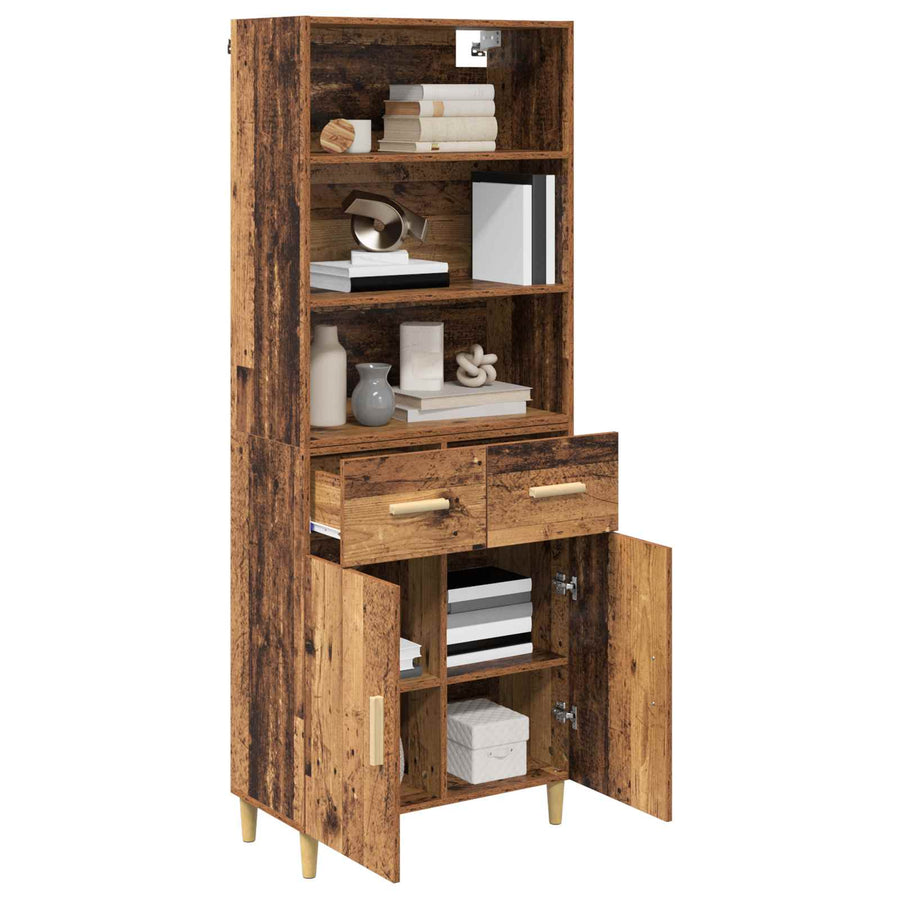 Hoge kast met lade Oud Hout 69,5 x 32,5 x 180 cm Bewerkt hout