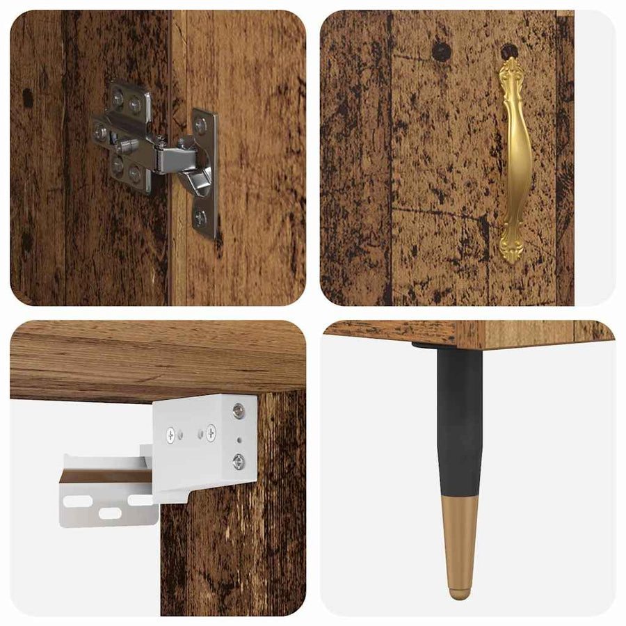 Hoge kast 2 pcs Oudhout 69,5 x 34 x 180 cm Bewerkt hout