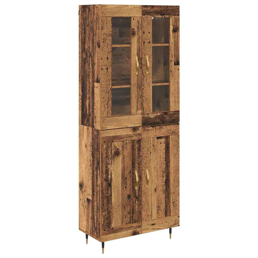 Hoge kast 2 pcs Oudhout 69,5 x 34 x 180 cm Bewerkt hout