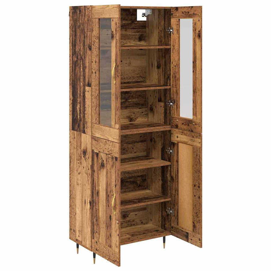 Hoge kast 2 pcs Oudhout 69,5 x 34 x 180 cm Bewerkt hout