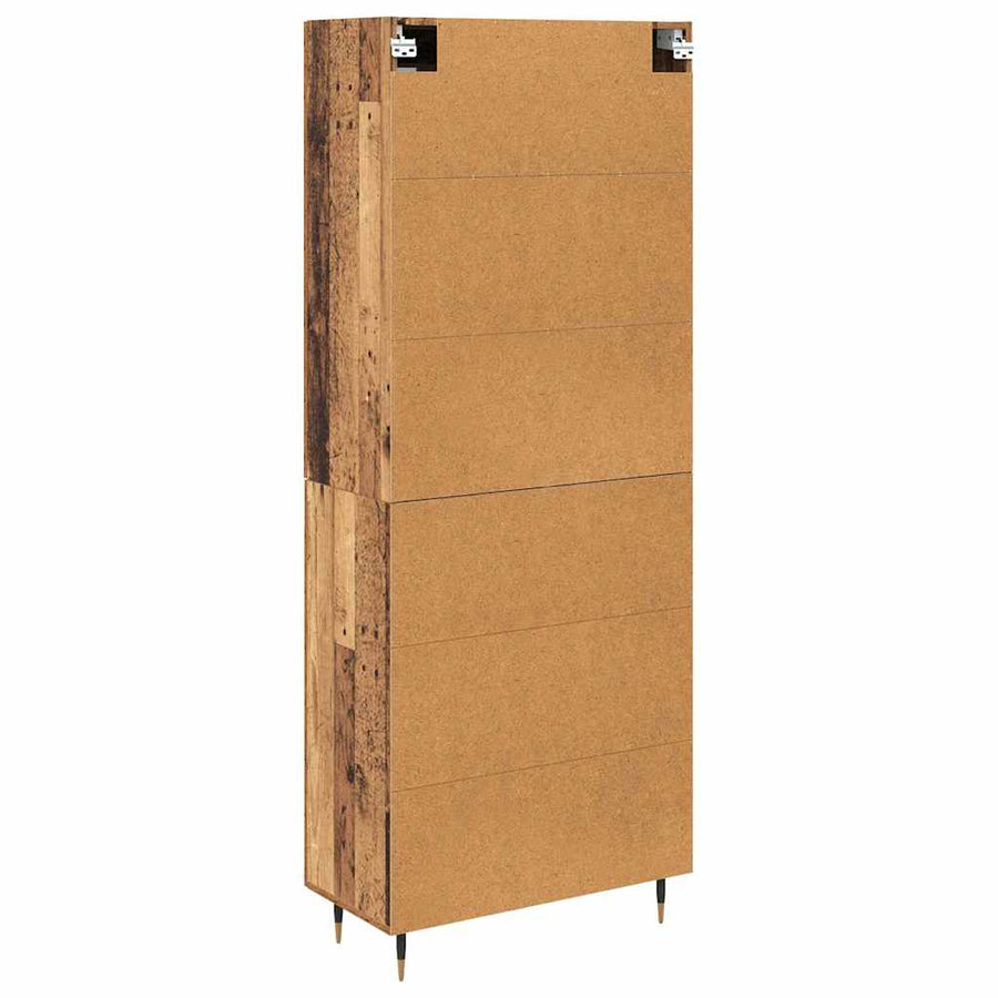 Hoge kast 2 pcs Oudhout 69,5 x 34 x 180 cm Bewerkt hout
