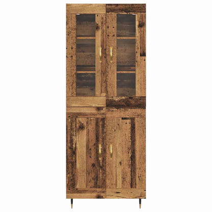 Hoge kast 2 pcs Oudhout 69,5 x 34 x 180 cm Bewerkt hout