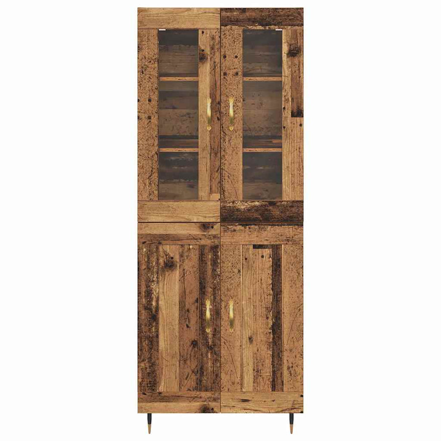 Hoge kast 2 pcs Oudhout 69,5 x 34 x 180 cm Bewerkt hout