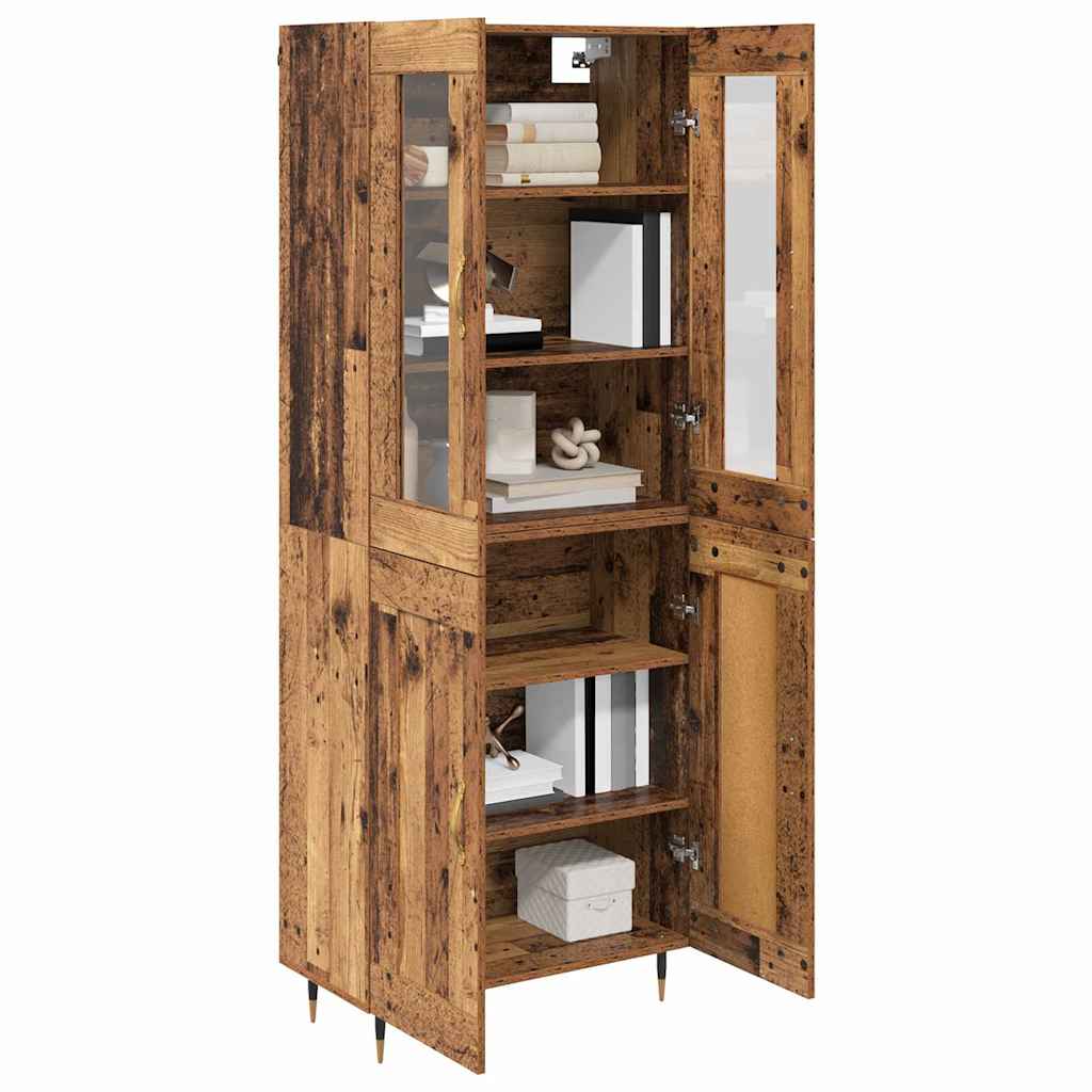 Hoge kast 2 pcs Oudhout 69,5 x 34 x 180 cm Bewerkt hout