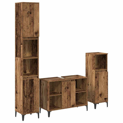 Badkamermeubelset met plank 3 pcs Oud hout Bewerkt hout