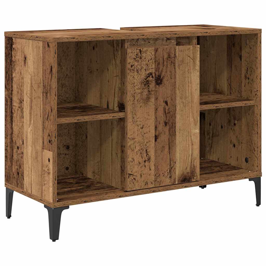 Badkamermeubelset met plank 3 pcs Oud hout Bewerkt hout