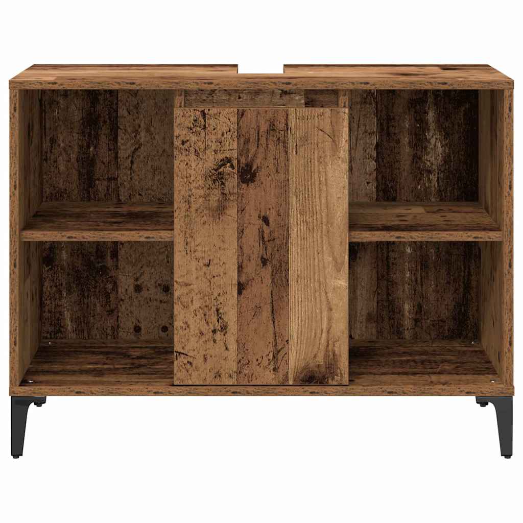 Badkamermeubelset met plank 3 pcs Oud hout Bewerkt hout