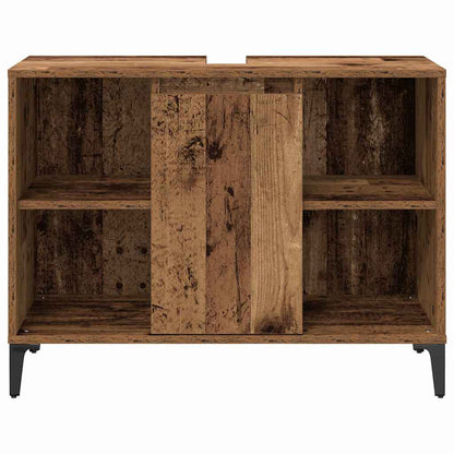Badkamermeubelset met plank 3 pcs Oud hout Bewerkt hout