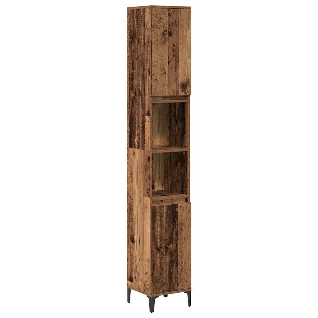 Badkamermeubelset met plank 3 pcs Oud hout Bewerkt hout