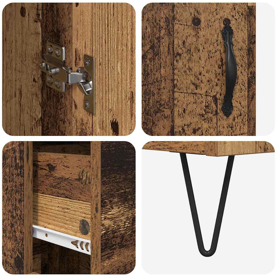 Highboard met lade Oud Hout 69,5 x 34 x 180 cm Bewerkt hout