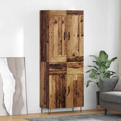 Highboard met lade Oud Hout 69,5 x 34 x 180 cm Bewerkt hout