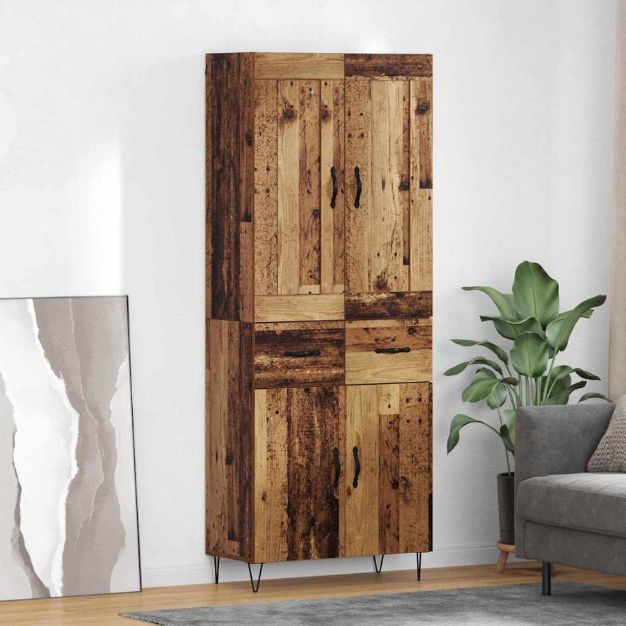 Highboard met lade Oud Hout 69,5 x 34 x 180 cm Bewerkt hout