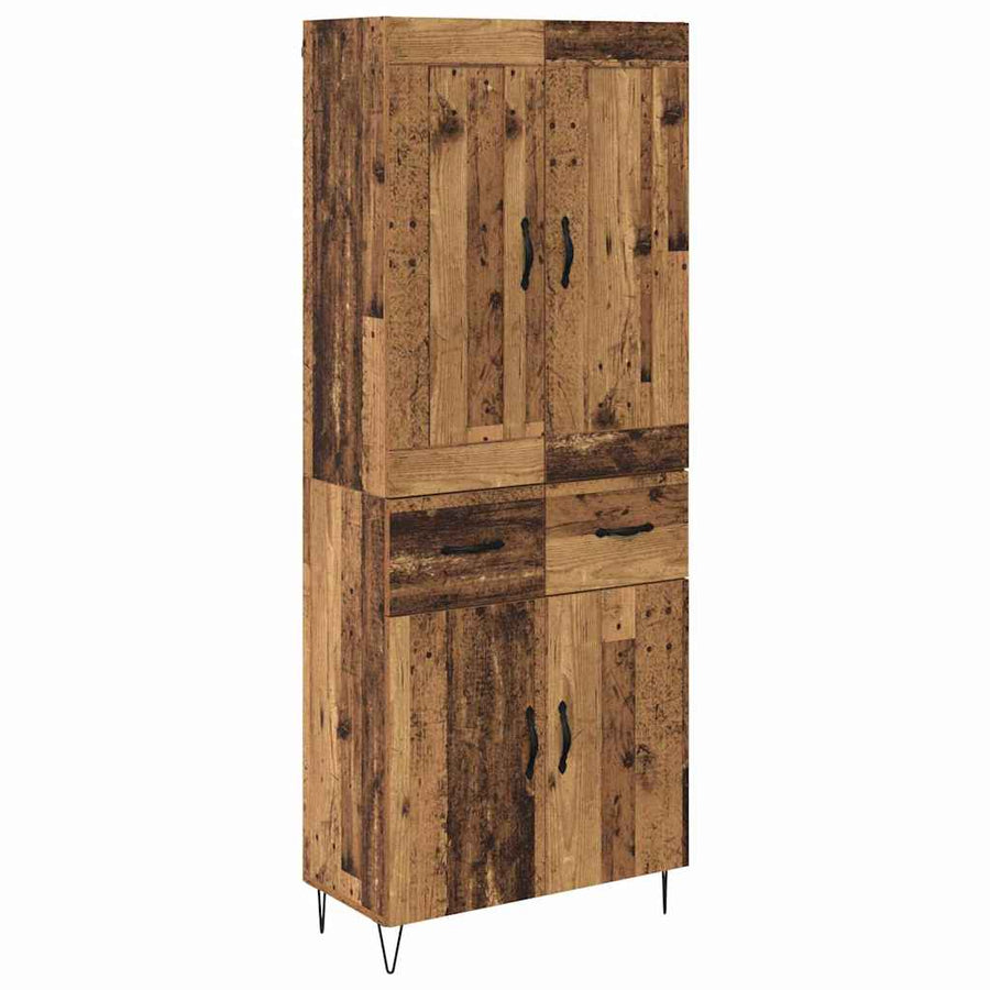 Highboard met lade Oud Hout 69,5 x 34 x 180 cm Bewerkt hout
