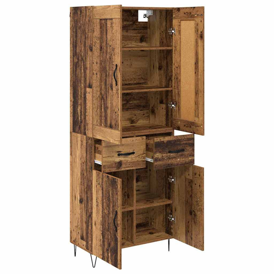 Highboard met lade Oud Hout 69,5 x 34 x 180 cm Bewerkt hout