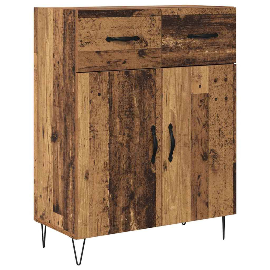 Highboard met lade Oud Hout 69,5 x 34 x 180 cm Bewerkt hout