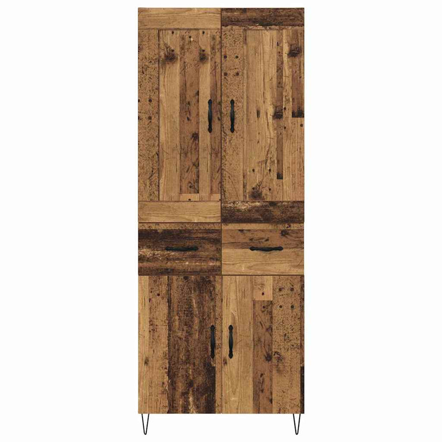 Highboard met lade Oud Hout 69,5 x 34 x 180 cm Bewerkt hout