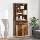 Hoge kast met lade 69,5x32,5x180 cm oud hout
