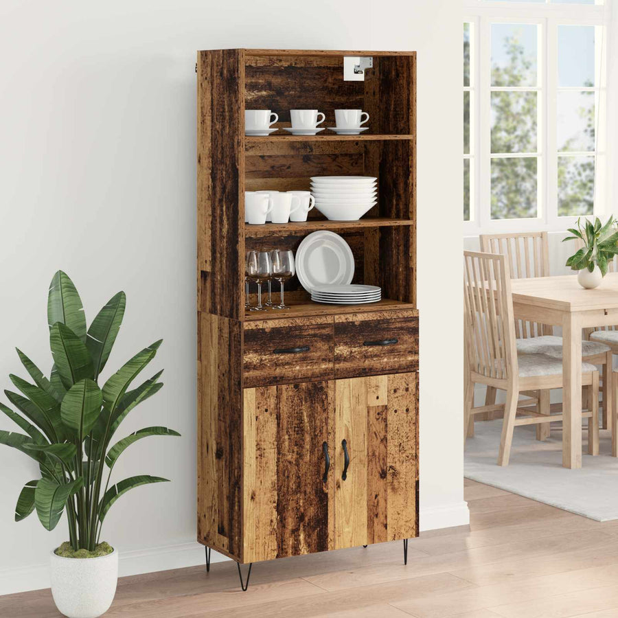 Hoge kast met lade Oud Hout 69,5 x 32,5 x 180 cm Bewerkt hout