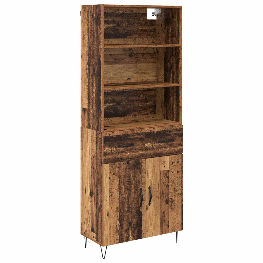 Hoge kast met lade Oud Hout 69,5 x 32,5 x 180 cm Bewerkt hout