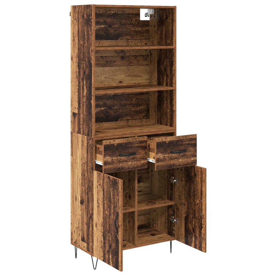 Hoge kast met lade Oud Hout 69,5 x 32,5 x 180 cm Bewerkt hout
