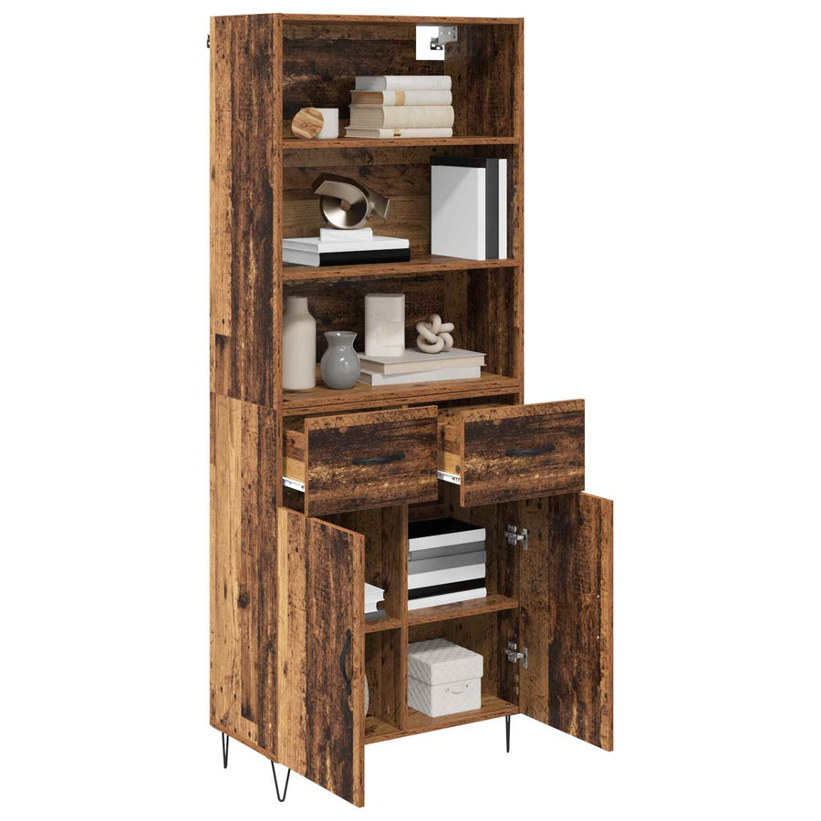 Hoge kast met lade Oud Hout 69,5 x 32,5 x 180 cm Bewerkt hout