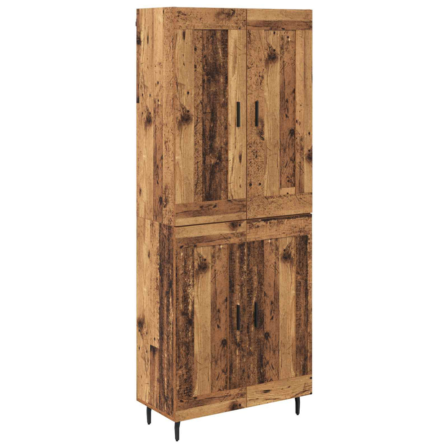 Hoge kast 2 pcs Oud Hout Geengineerd Hout en Glas