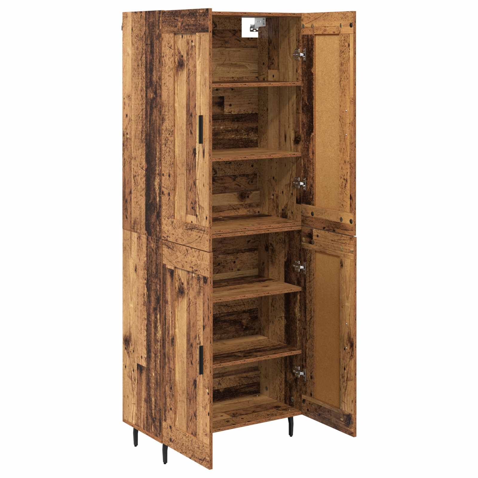 Hoge kast 2 pcs Oud Hout Geengineerd Hout en Glas