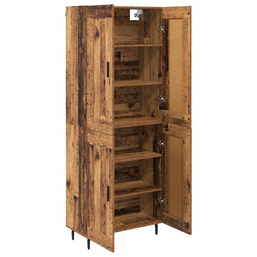 Hoge kast 2 pcs Oud Hout Geengineerd Hout en Glas