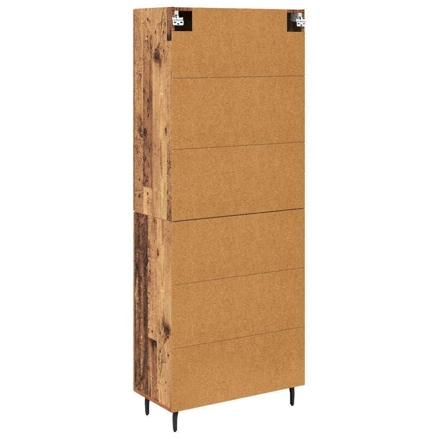 Hoge kast 2 pcs Oud Hout Geengineerd Hout en Glas
