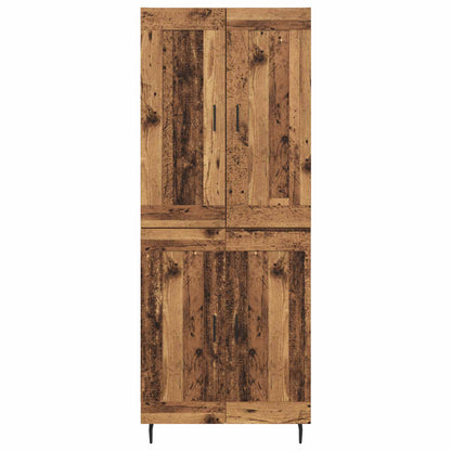 Hoge kast 2 pcs Oud Hout Geengineerd Hout en Glas