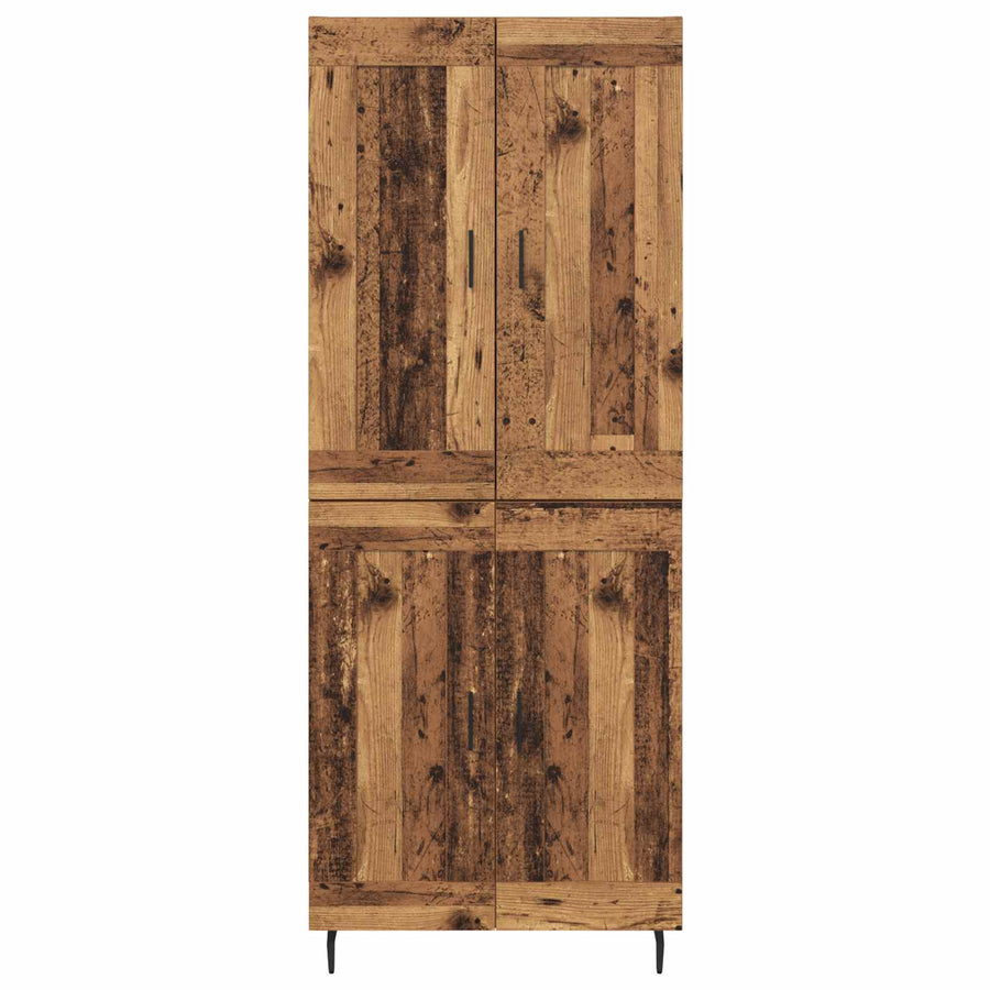 Hoge kast 2 pcs Oud Hout Geengineerd Hout en Glas