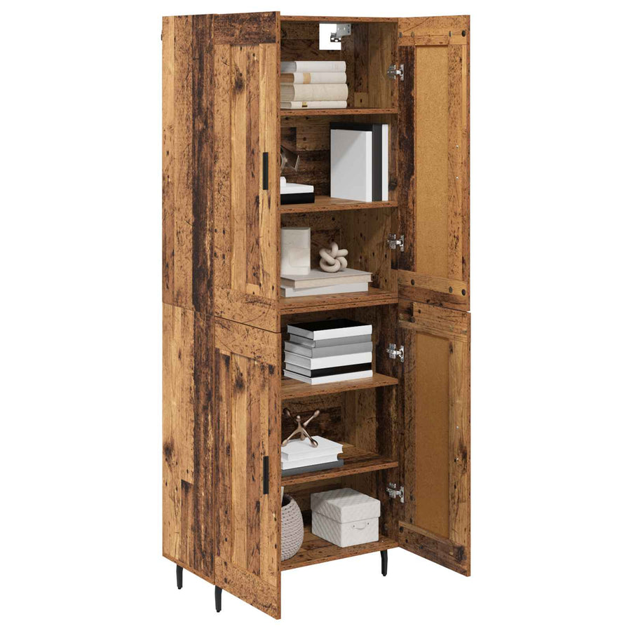Hoge kast 2 pcs Oud Hout Geengineerd Hout en Glas