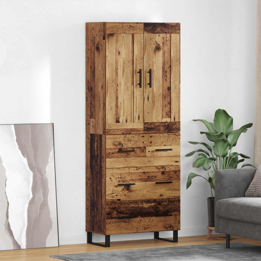 Hoge kast Oudhout 69,5 x 34 x 180 cm Bewerkt hout
