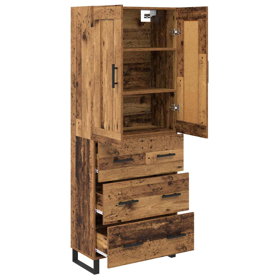 Hoge kast Oudhout 69,5 x 34 x 180 cm Bewerkt hout