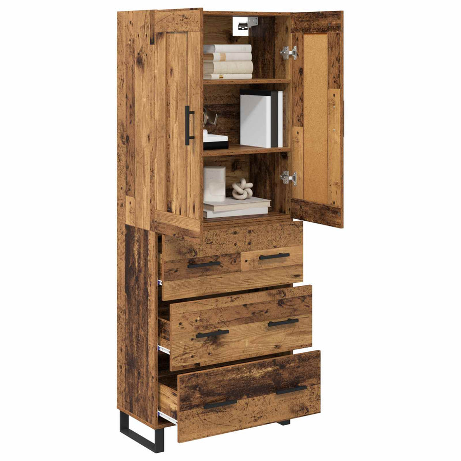 Hoge kast Oudhout 69,5 x 34 x 180 cm Bewerkt hout