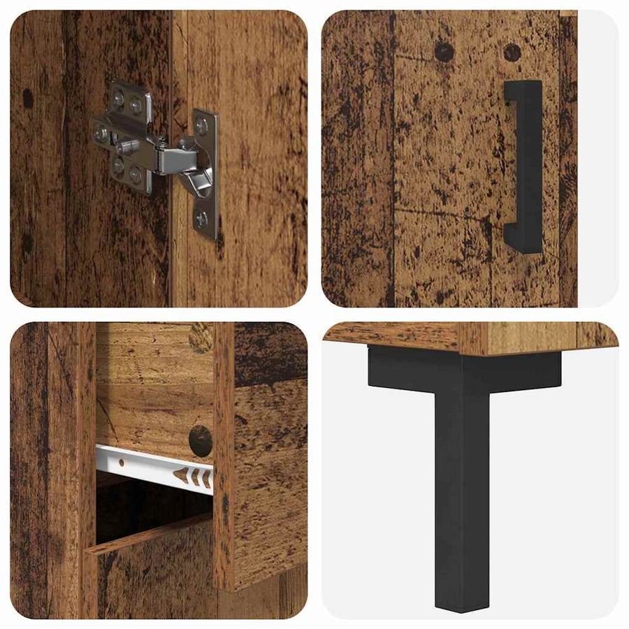Hoge kast 2 pcs Oudhout 69,5 x 34 x 180 cm Bewerkt hout