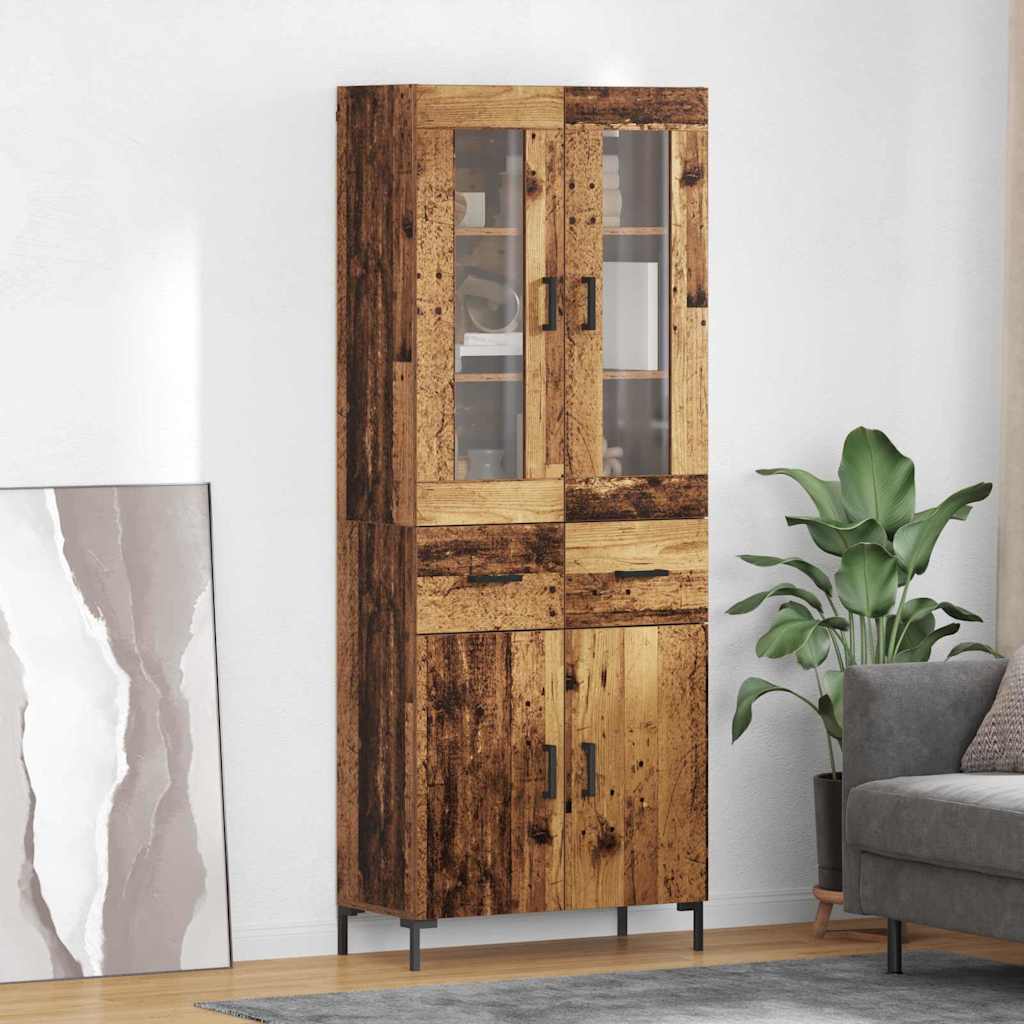 Hoge kast 2 pcs Oudhout 69,5 x 34 x 180 cm Bewerkt hout