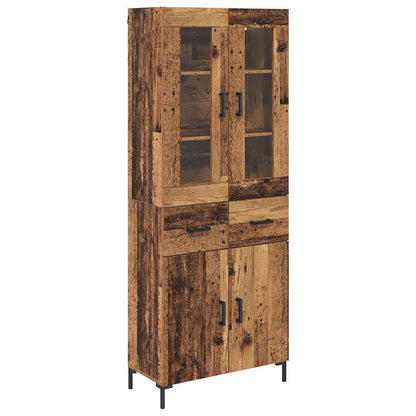 Hoge kast 2 pcs Oudhout 69,5 x 34 x 180 cm Bewerkt hout