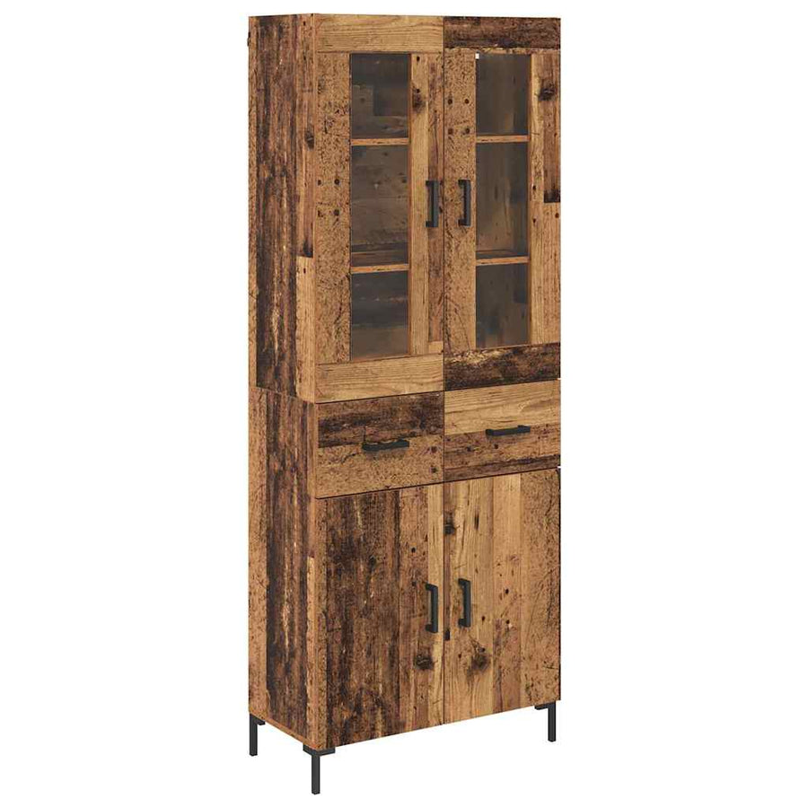 Hoge kast 2 pcs Oudhout 69,5 x 34 x 180 cm Bewerkt hout