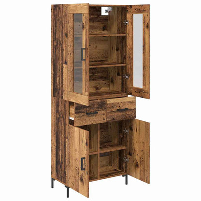 Hoge kast 2 pcs Oudhout 69,5 x 34 x 180 cm Bewerkt hout