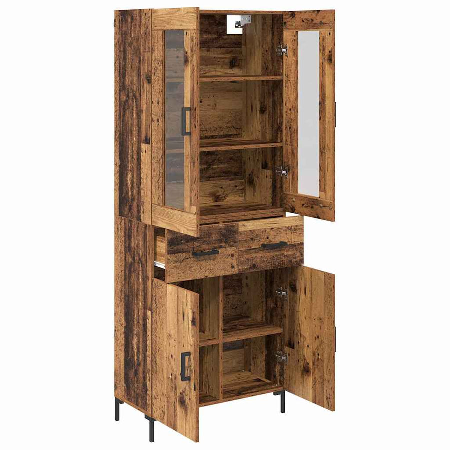 Hoge kast 2 pcs Oudhout 69,5 x 34 x 180 cm Bewerkt hout