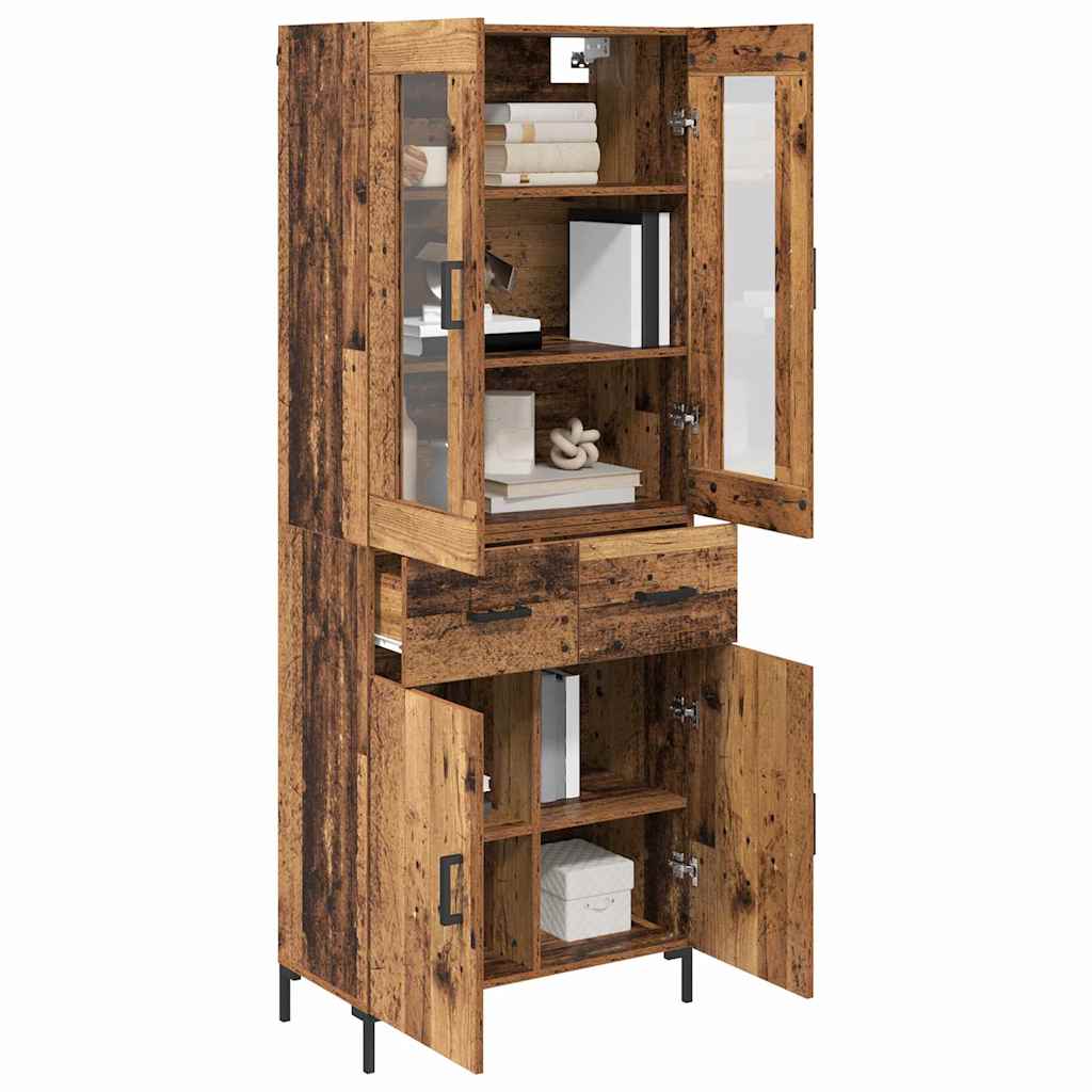 Hoge kast 2 pcs Oudhout 69,5 x 34 x 180 cm Bewerkt hout