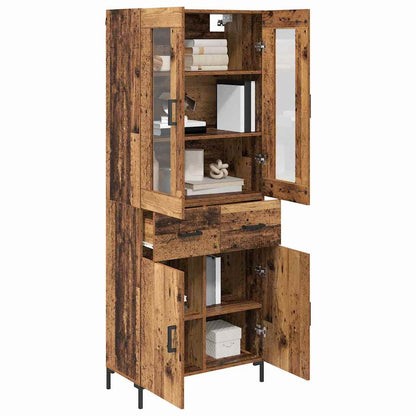 Hoge kast 2 pcs Oudhout 69,5 x 34 x 180 cm Bewerkt hout