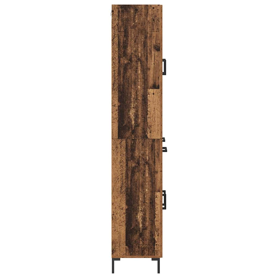 Hoge kast 2 pcs Oudhout 69,5 x 34 x 180 cm Bewerkt hout