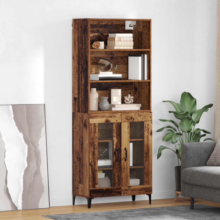 Hoge kast Oud Hout 69,5 x 34 x 180 cm Bewerkt hout