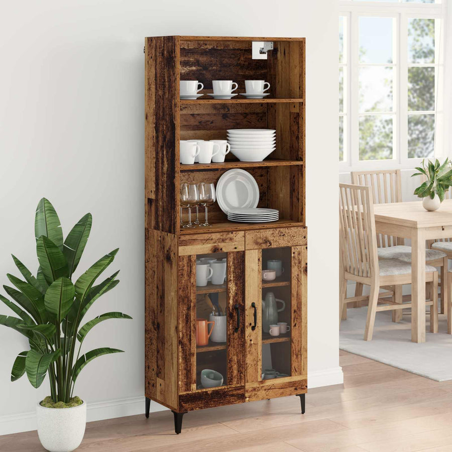 Hoge kast Oud Hout 69,5 x 34 x 180 cm Bewerkt hout