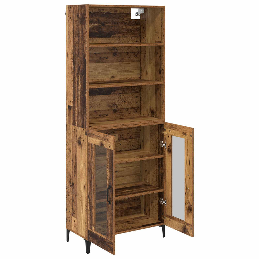 Hoge kast Oud Hout 69,5 x 34 x 180 cm Bewerkt hout